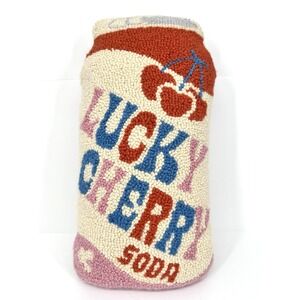Soda Pop Pillow Hooked Wool Americana Soda Fountain Decor Retro
